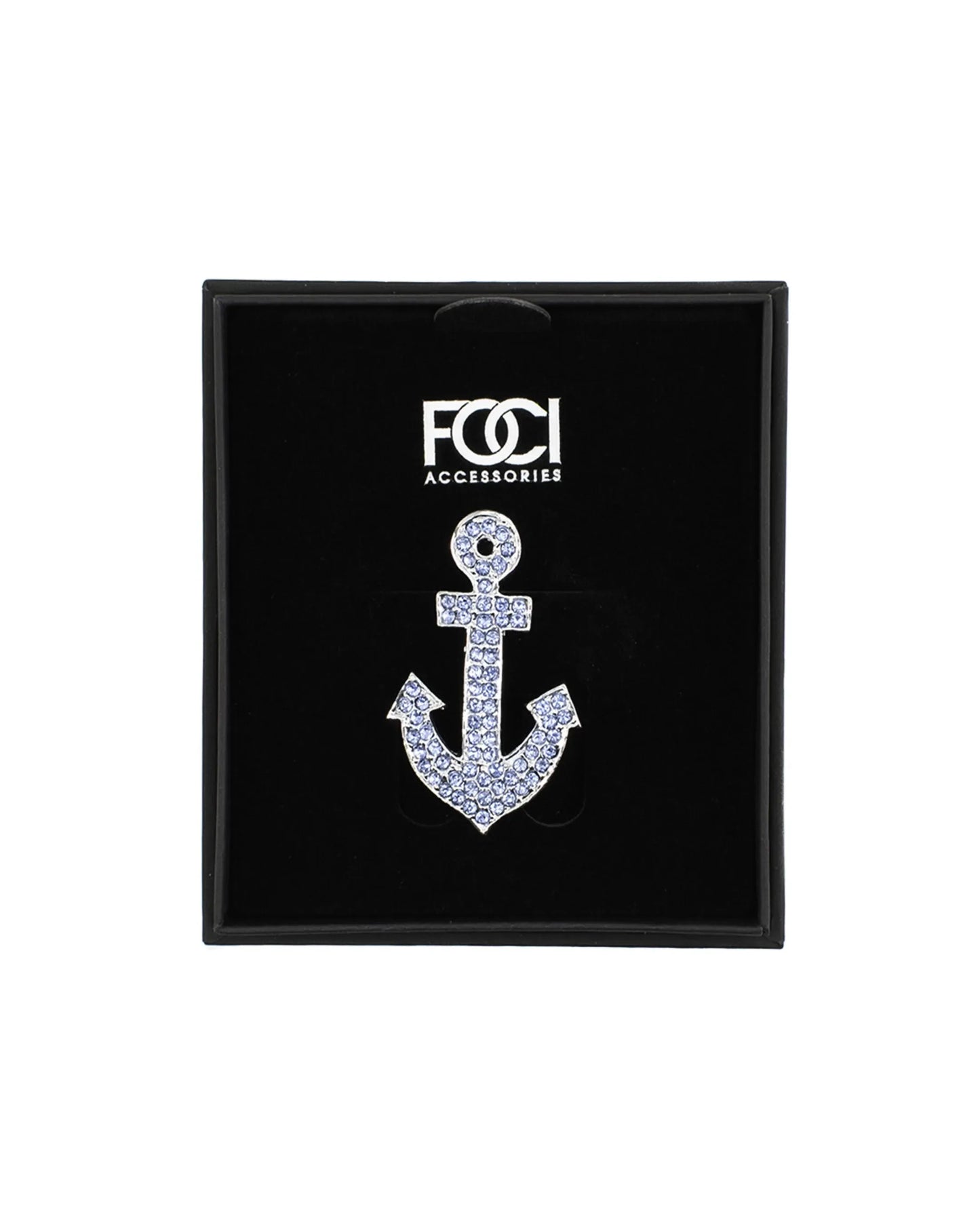 Large Crystal Anchor Lapel Pin
