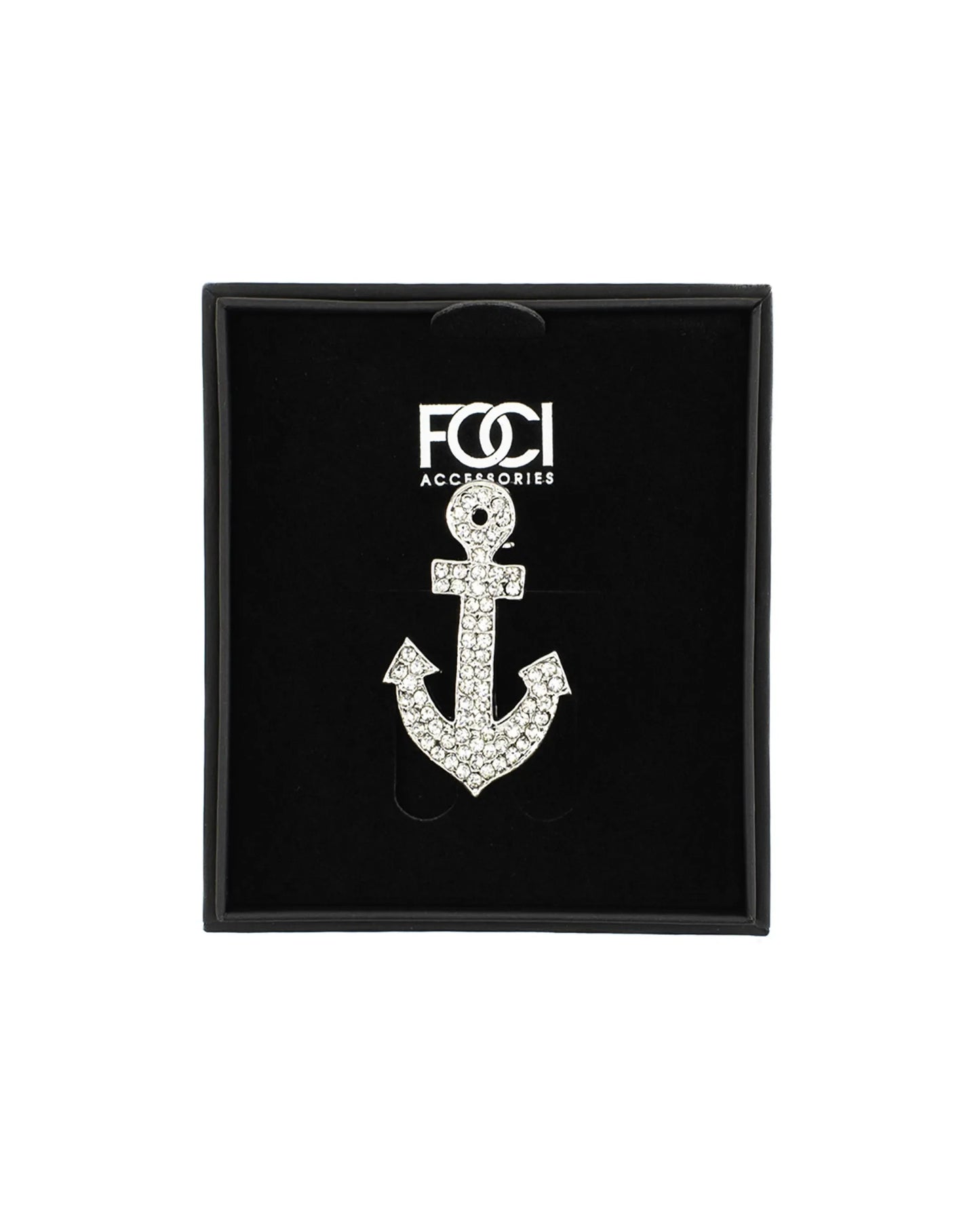 Large Crystal Anchor Lapel Pin