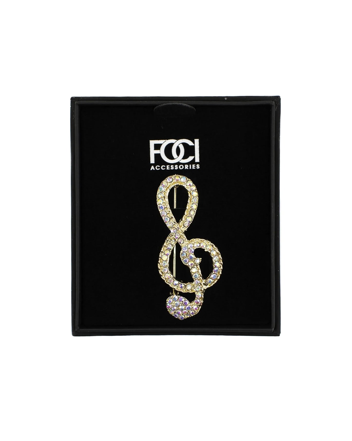 Large Crystal Treble Clef Lapel Pin