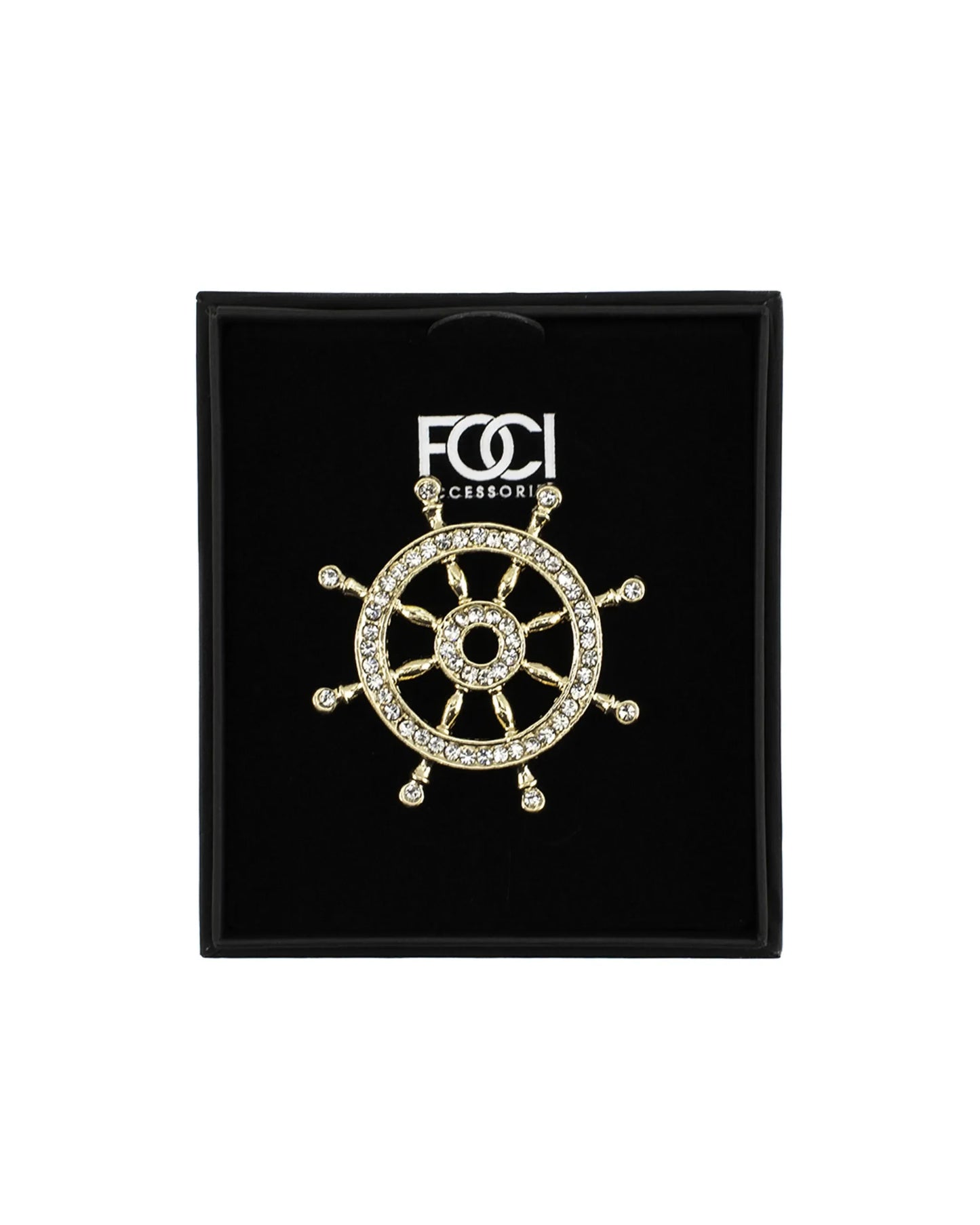 Crystal Helm Wheel Lapel Pin