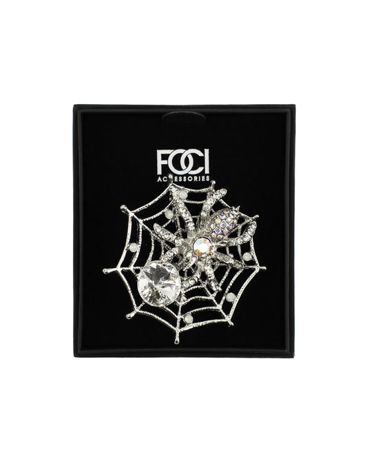 Jeweled Spide Web Lapel Pin