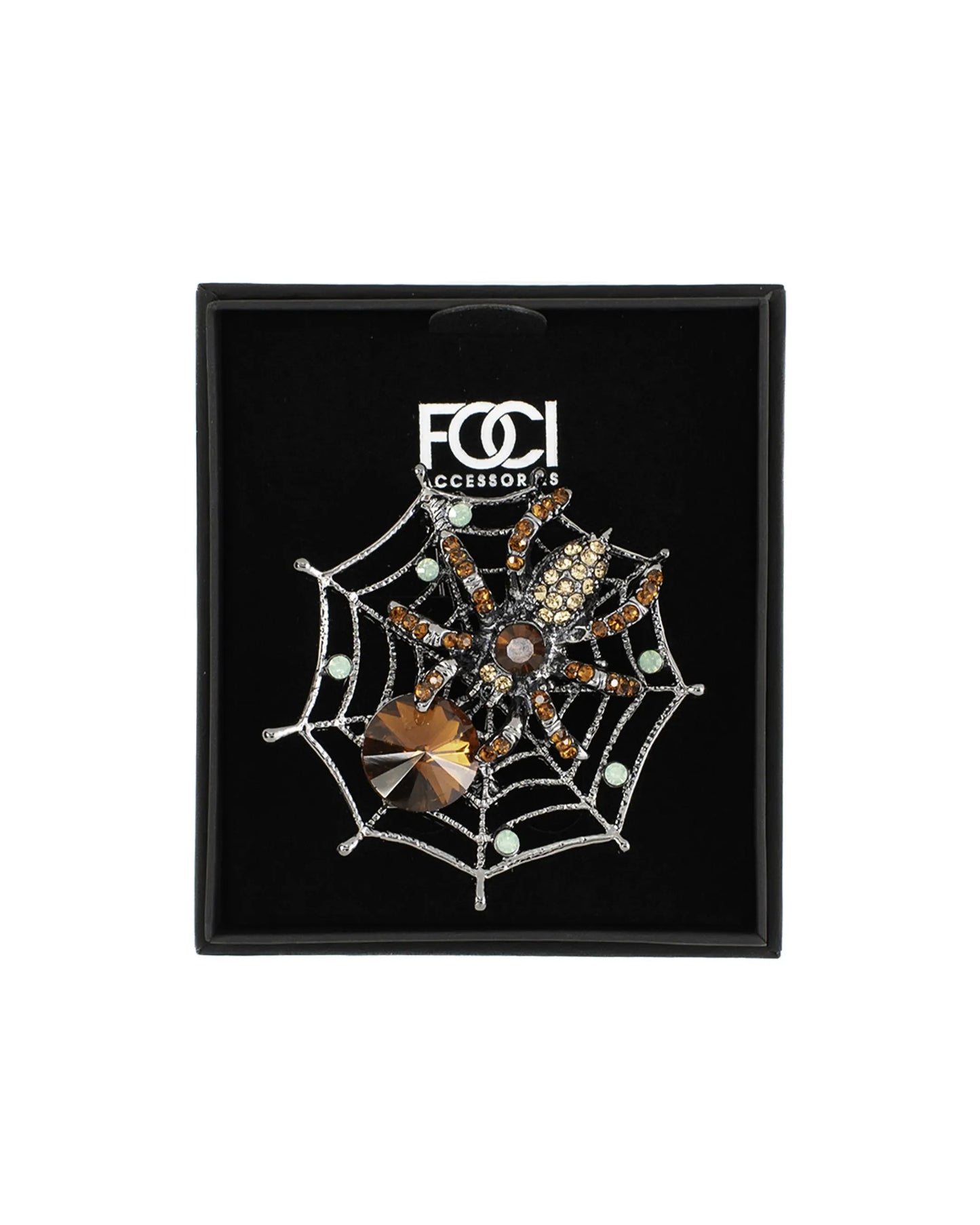 Jeweled Spide Web Lapel Pin