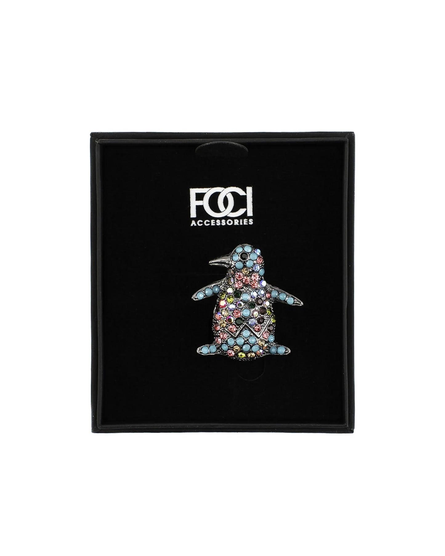 Rhinestone Penguin Lapel Pin
