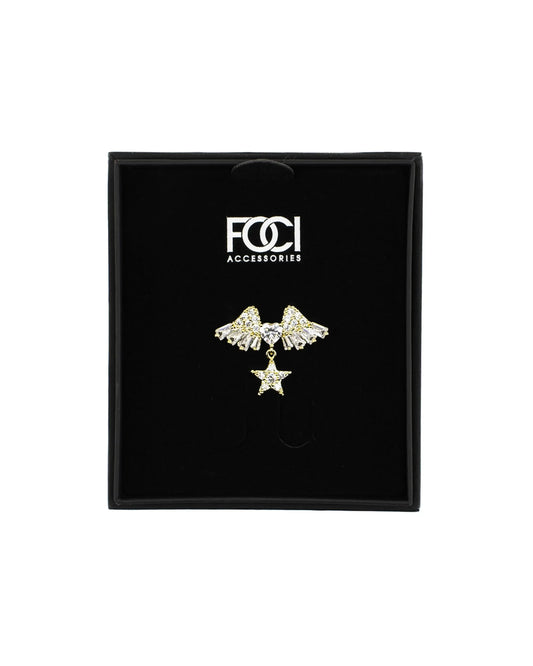 Crystal Winged Heart Lapel Pin