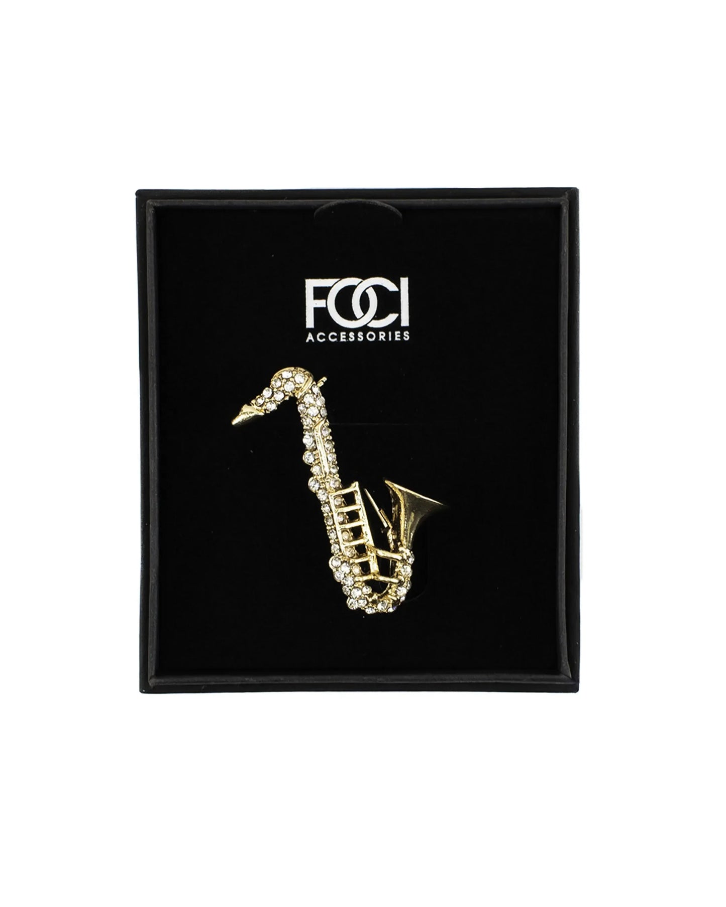 Crystal Tenor Sax Lapel Pin