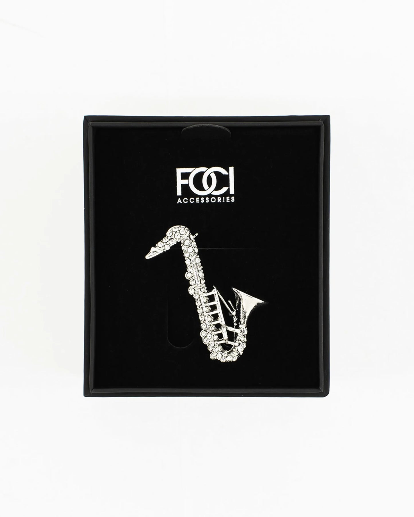 Crystal Tenor Sax Lapel Pin