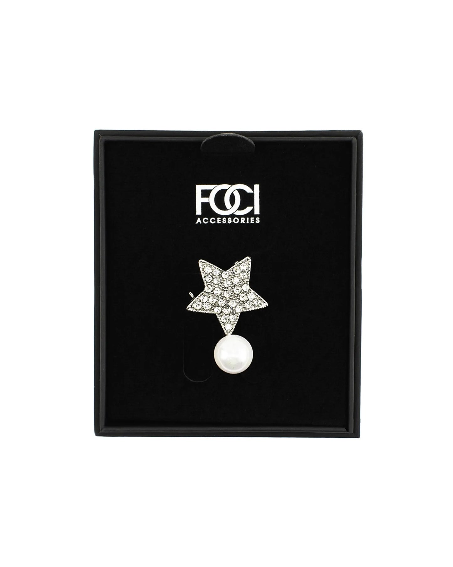 Crystal Star & Pearl Lapel Pin