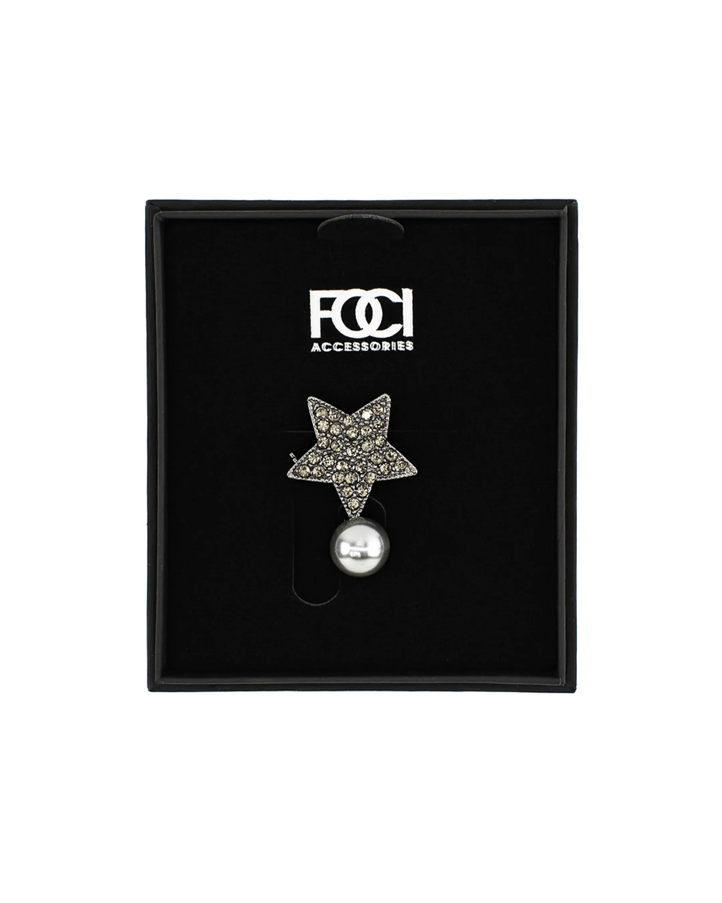 Crystal Star & Pearl Lapel Pin