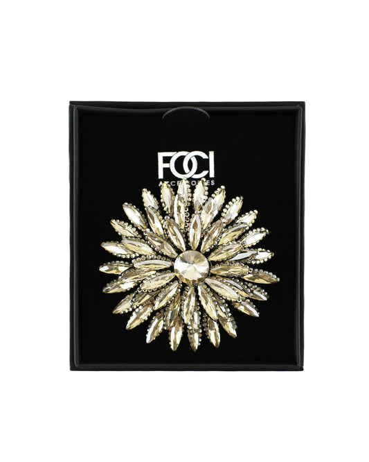 Large Jeweled Sunflower Lapel Pin