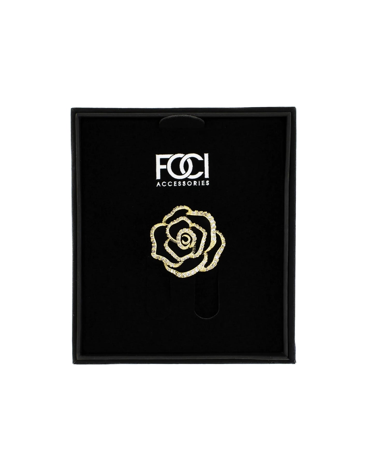 Crystal Contour Rose Lapel Pin