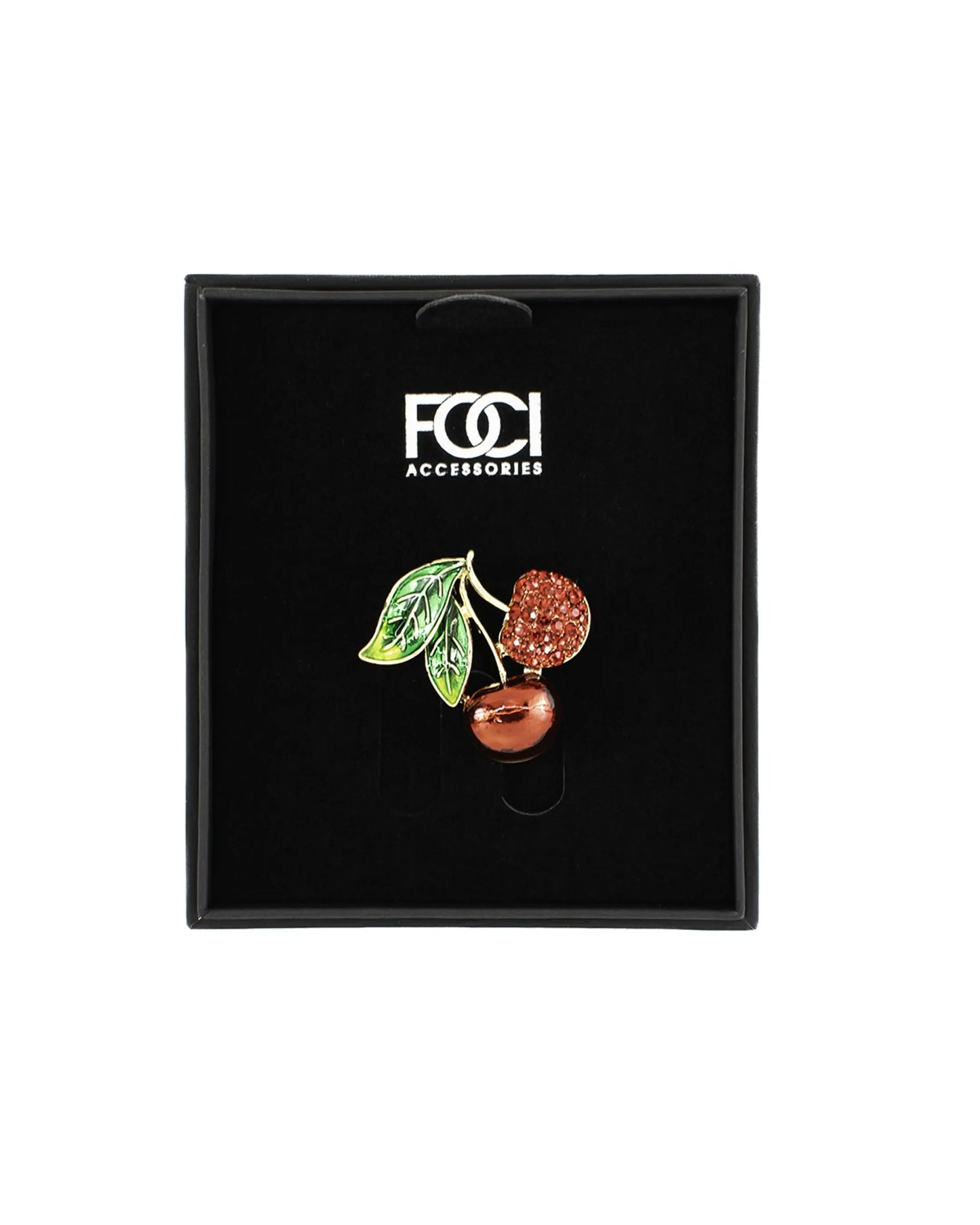 Crystal Cherries Lapel Pin