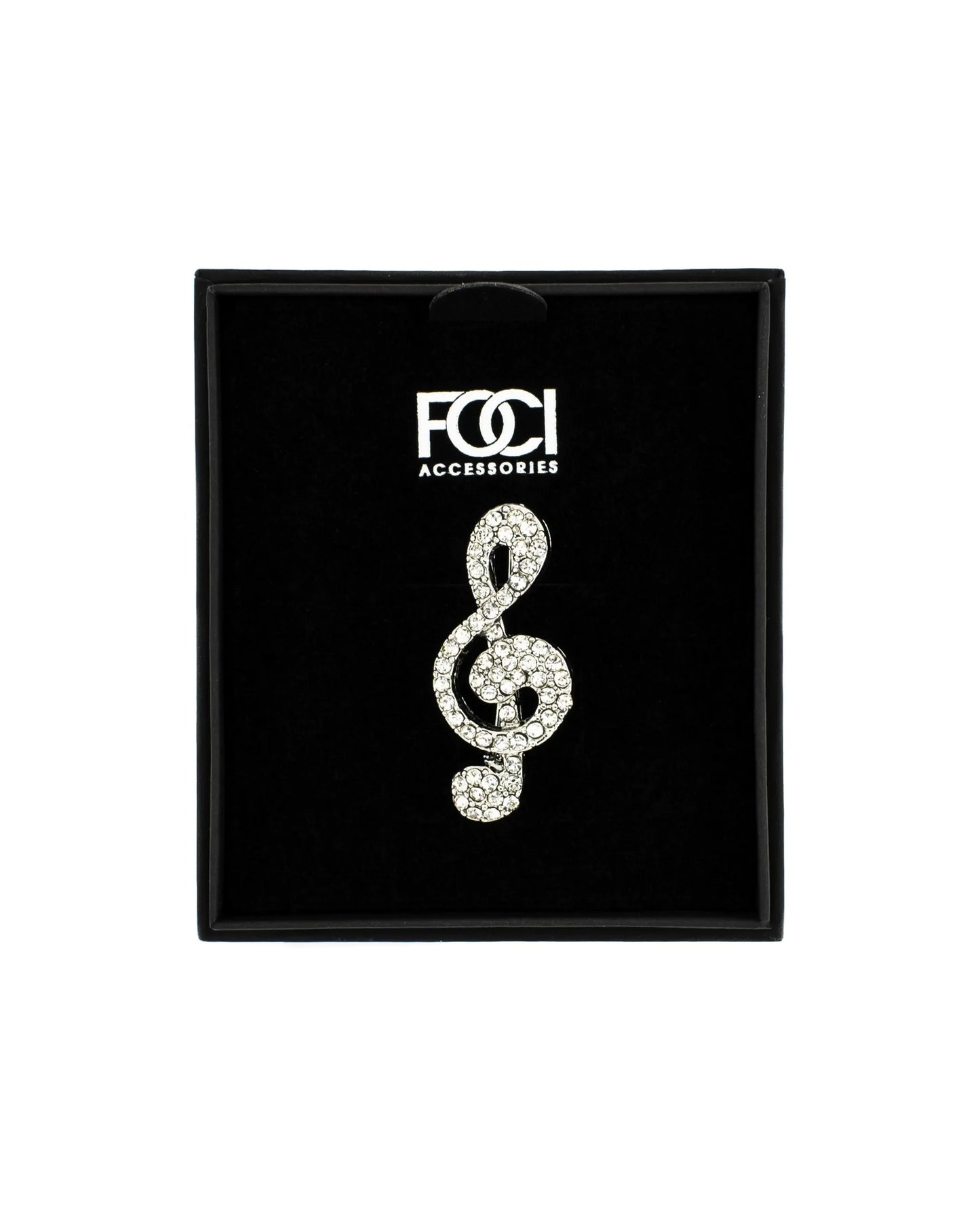 Midsize Crystal Treble Clef Lapel Pin