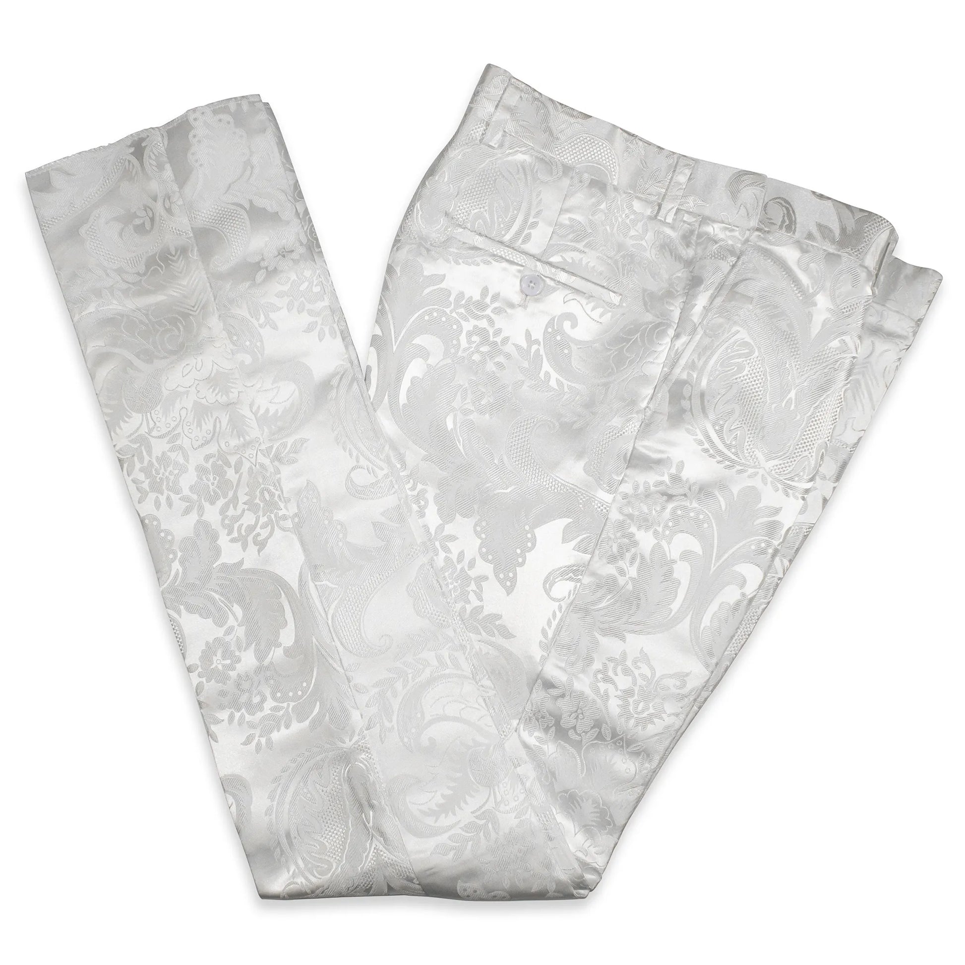 White Jacquard With Gold Details 2-Piece Slim-Fit Tuxedo