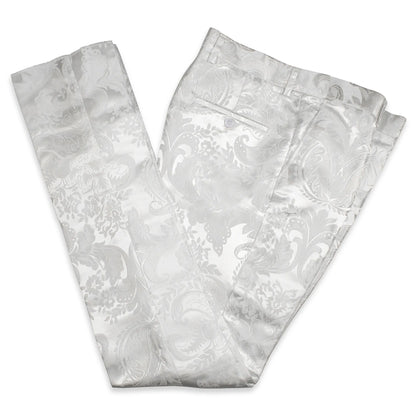 White Jacquard With Gold Details 2-Piece Slim-Fit Tuxedo