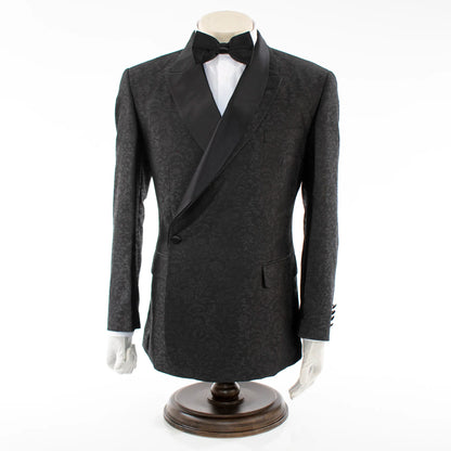 Men's Black Floral 2-Piece Tuxedo With Peak And Shawl Lapel