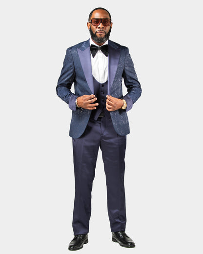 Julius | Navy Floral 3-Piece Tailored-Fit Tuxedo