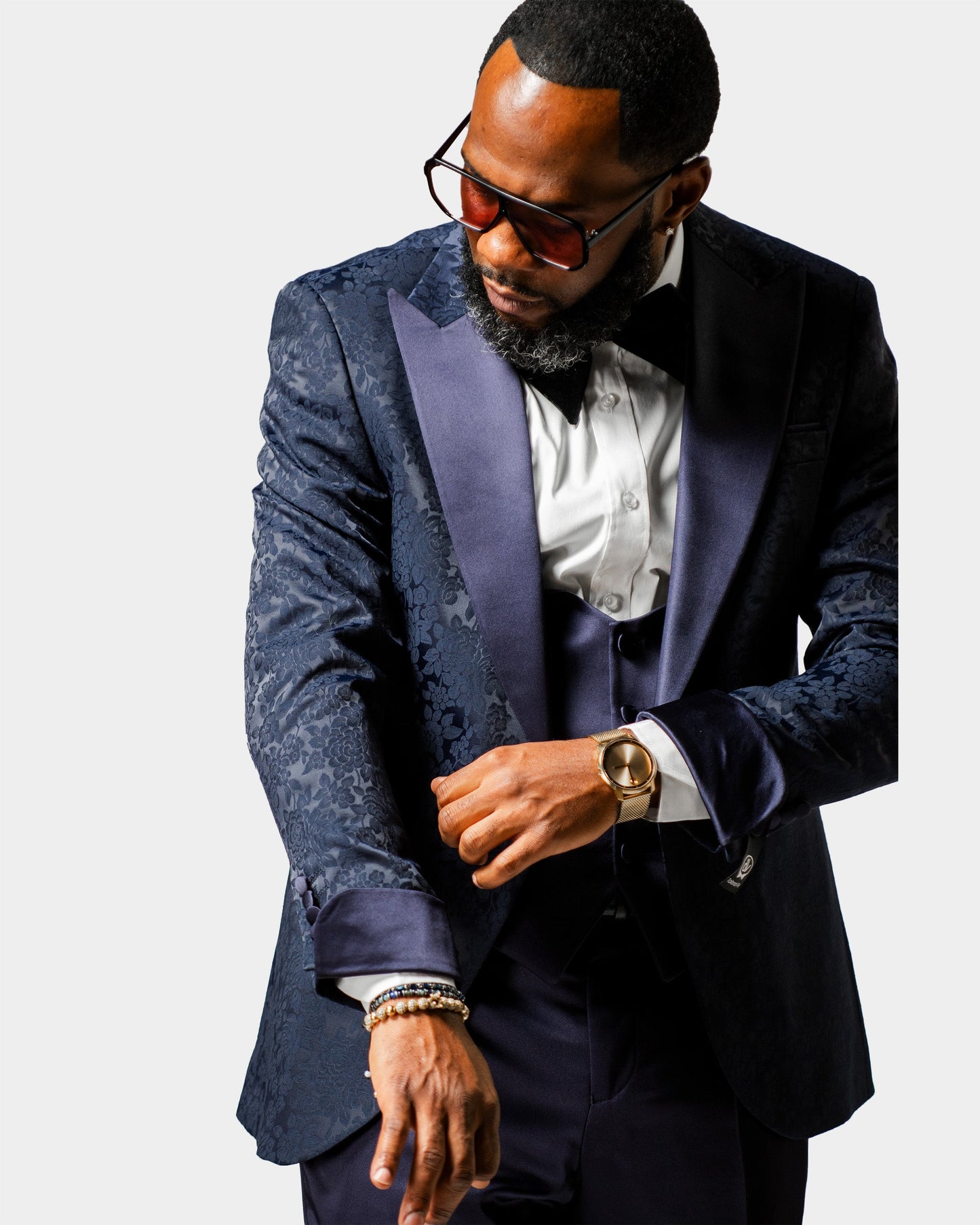 Julius | Navy Floral 3-Piece Tailored-Fit Tuxedo