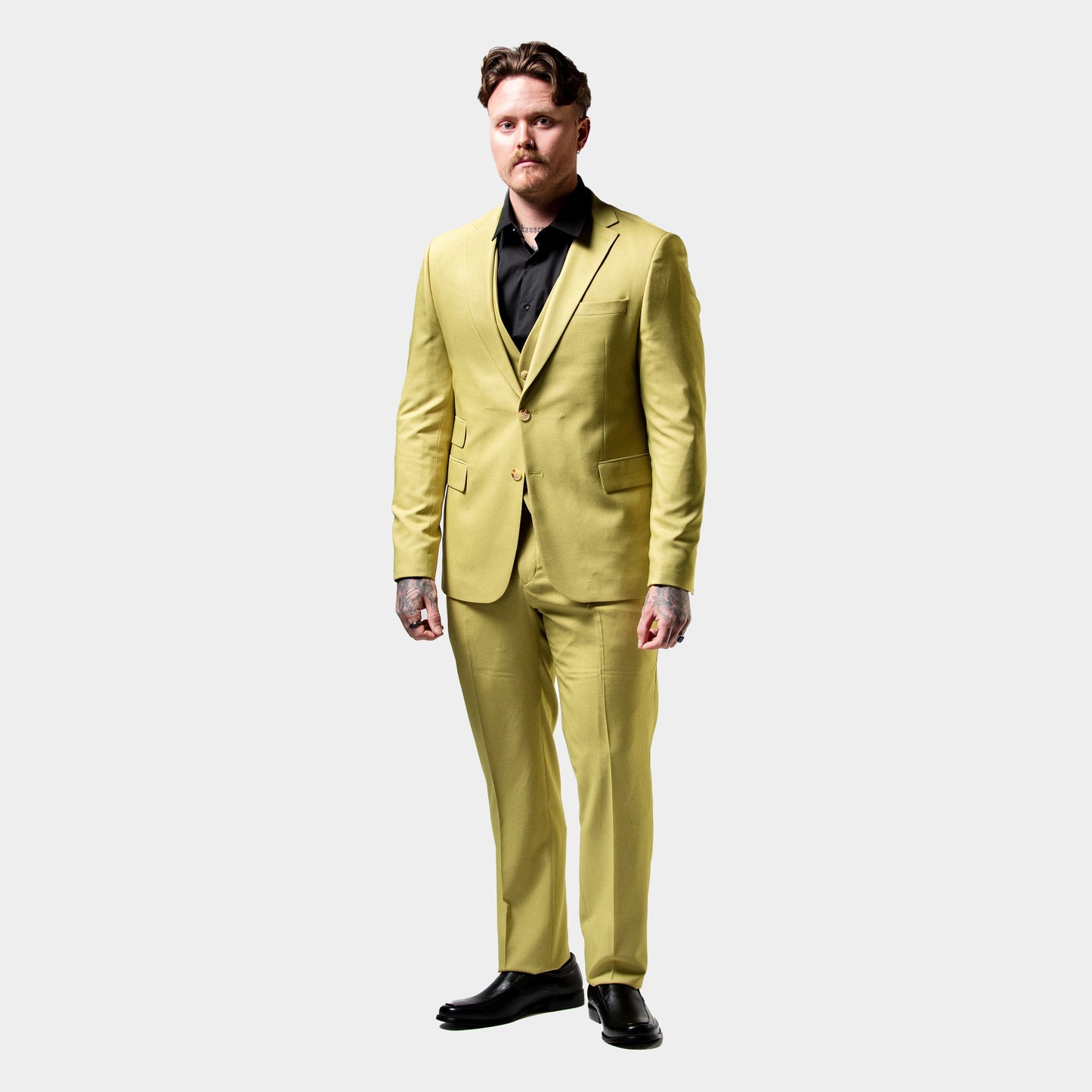 Ezekial | Olive Solid 3-Piece Tailored-Fit Suit