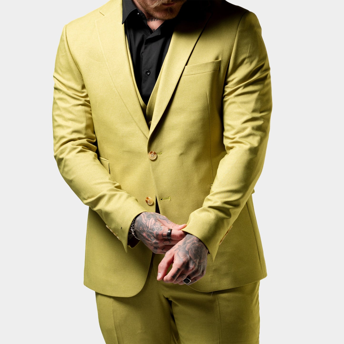 Ezekial | Olive Solid 3-Piece Tailored-Fit Suit