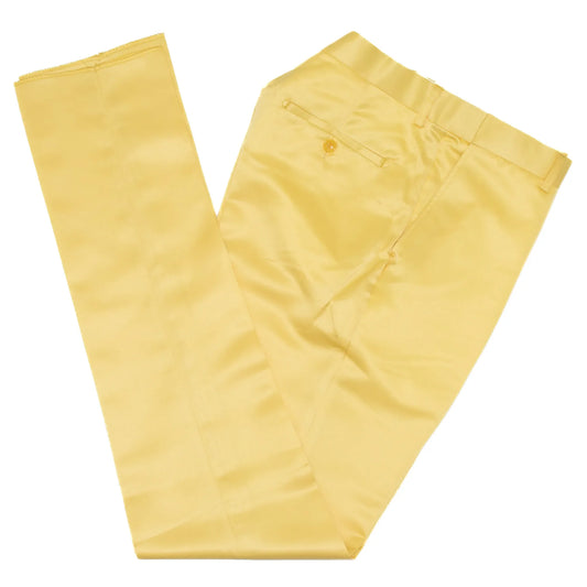 Yellow Satin Slim-Fit Tuxedo Pants