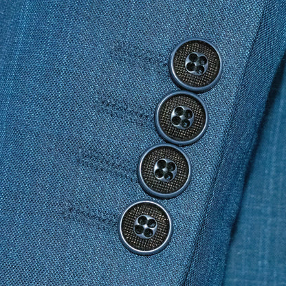 Men's Sapphire Blue 3-Piece Suit With Peak Lapels