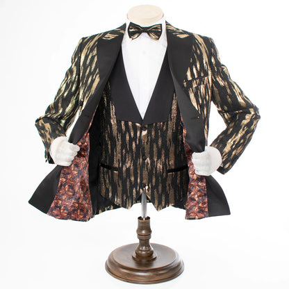 Monte | Black and Gold Splash 3-Piece Tailored-Fit Tuxedo