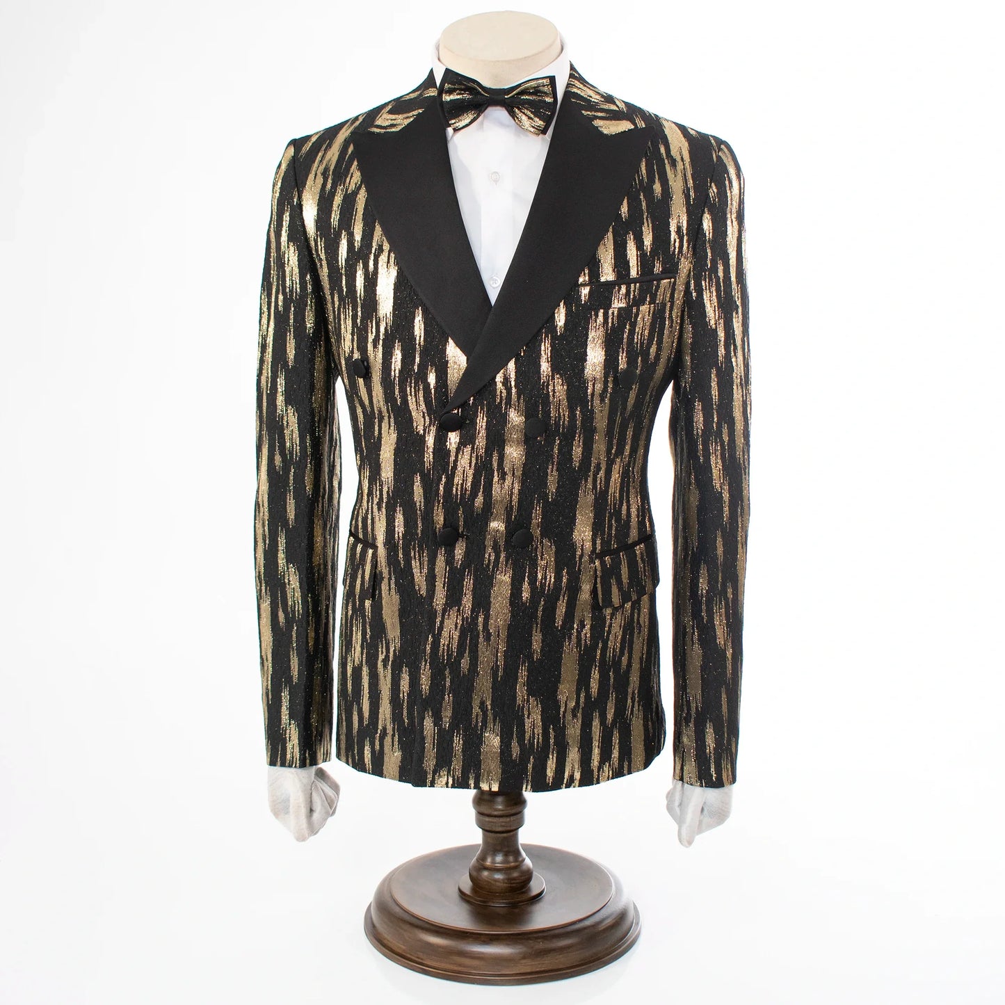 Monte | Black and Gold Splash 3-Piece Tailored-Fit Tuxedo