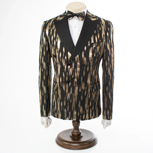 Monte | Black and Gold Splash 3-Piece Tailored-Fit Tuxedo