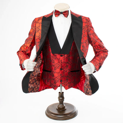 Felix | Red Floral 3-Piece Tailored-Fit Tuxedo