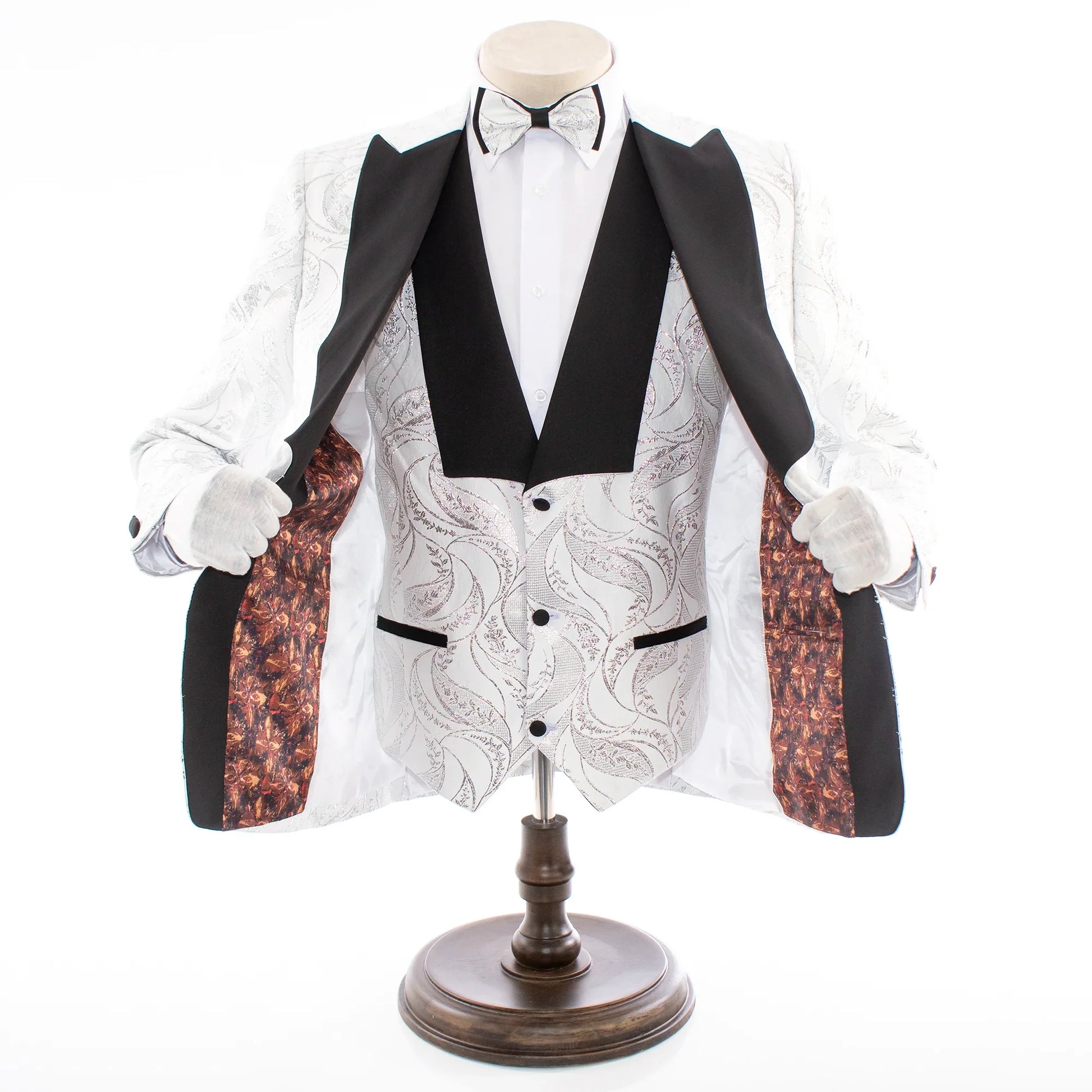 Felix | Silver Floral 3-Piece Tailored-Fit Tuxedo