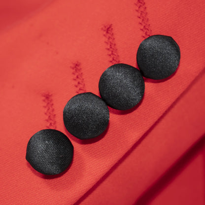 Men's Coral Red 3-Piece Slim-Fit Tuxedo - Button Cuffs