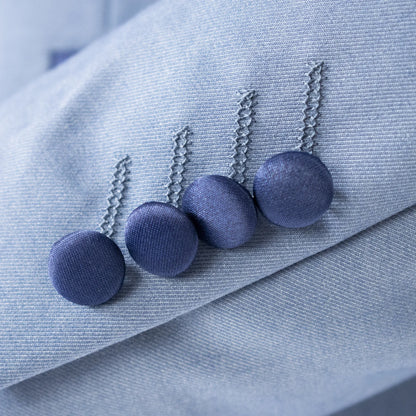 Men's Ocean Blue 3-Piece Slim-Fit Tuxedo - Button Cuffs