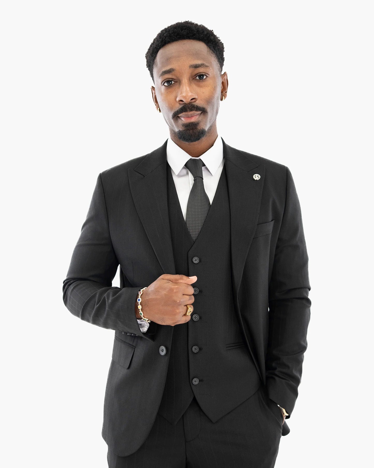 Russell | Pinstriped 3-Piece Tailored-Fit Suit