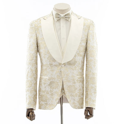 Felix | Champagne Floral 3-Piece Tailored-Fit Tuxedo