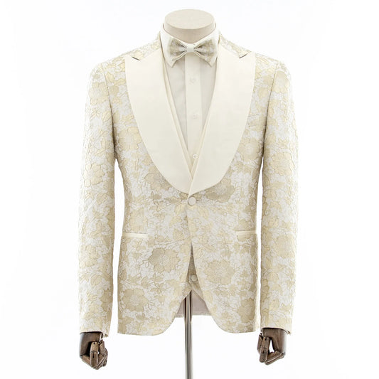 Felix | Champagne Floral 3-Piece Tailored-Fit Tuxedo