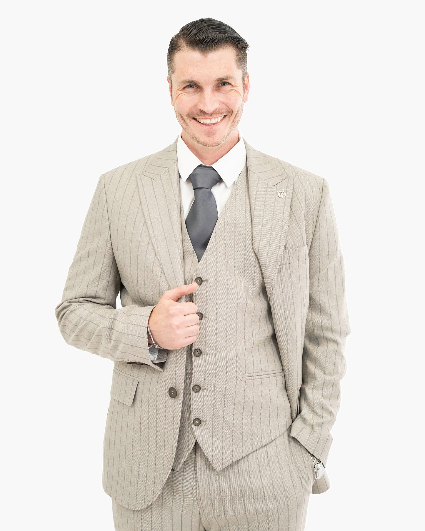 Russell | Pinstriped 3-Piece Tailored-Fit Suit