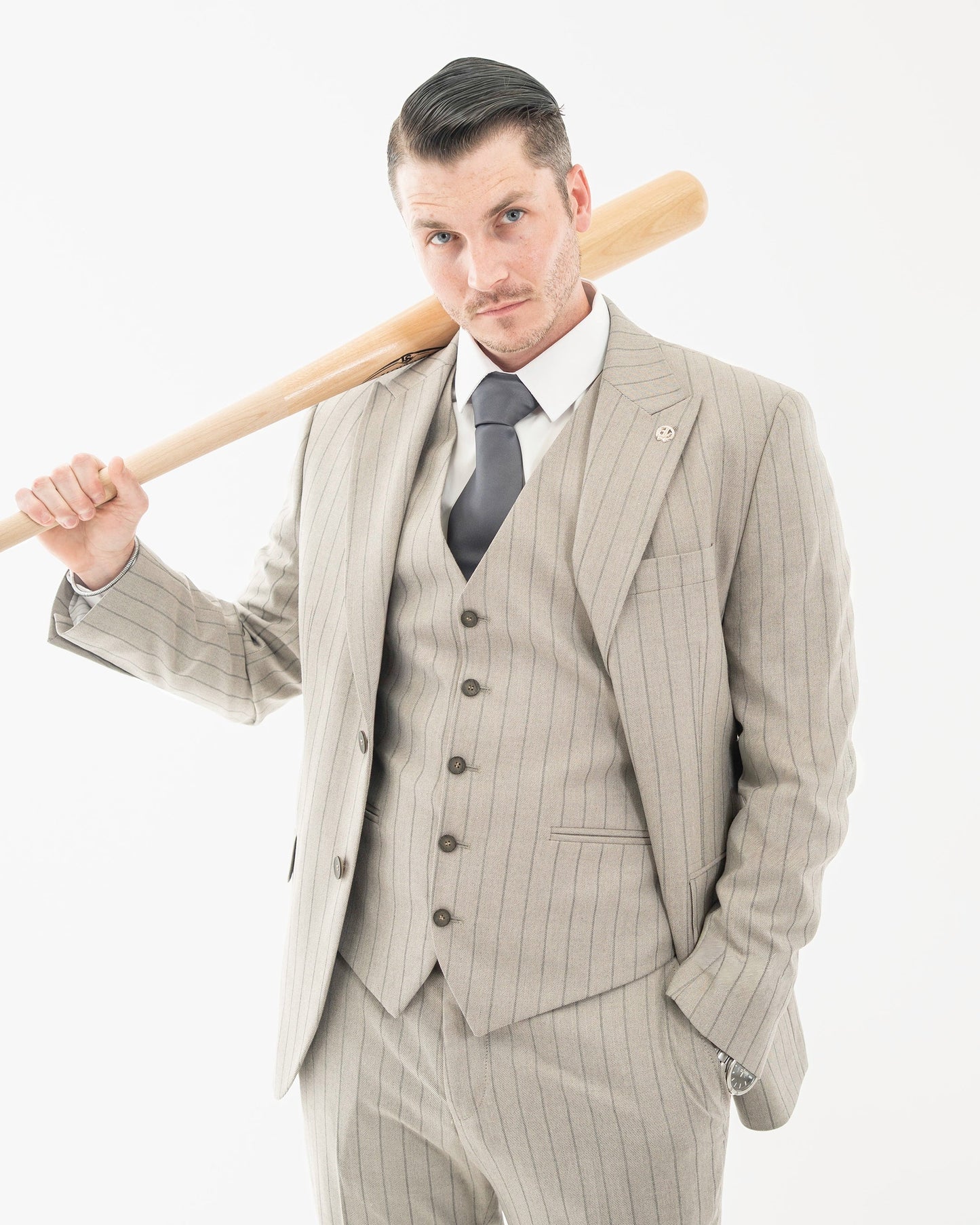 Russell | Pinstriped 3-Piece Tailored-Fit Suit