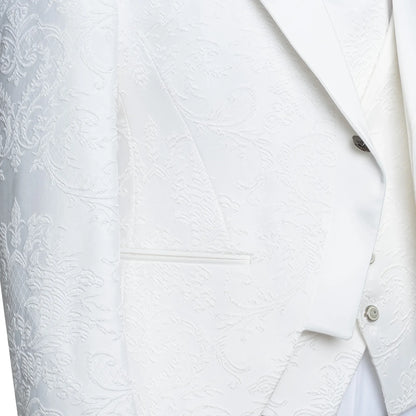 White Fleur-De-Lis 3-Piece Slim-Fit Tuxedo