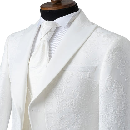 White Fleur-De-Lis 3-Piece Slim-Fit Tuxedo