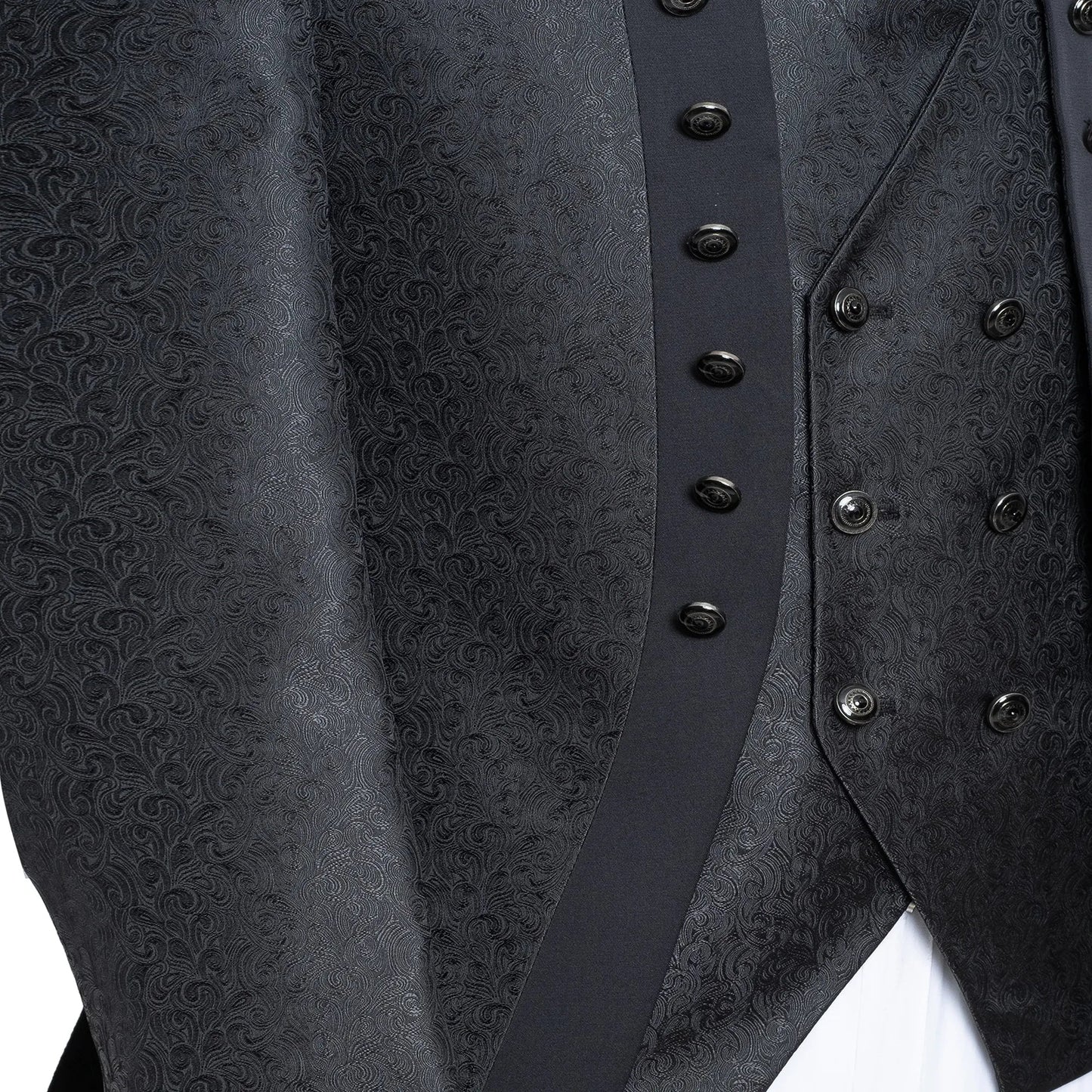 Alistair | Black Damask 3-Piece Slim-Fit Western Tuxedo