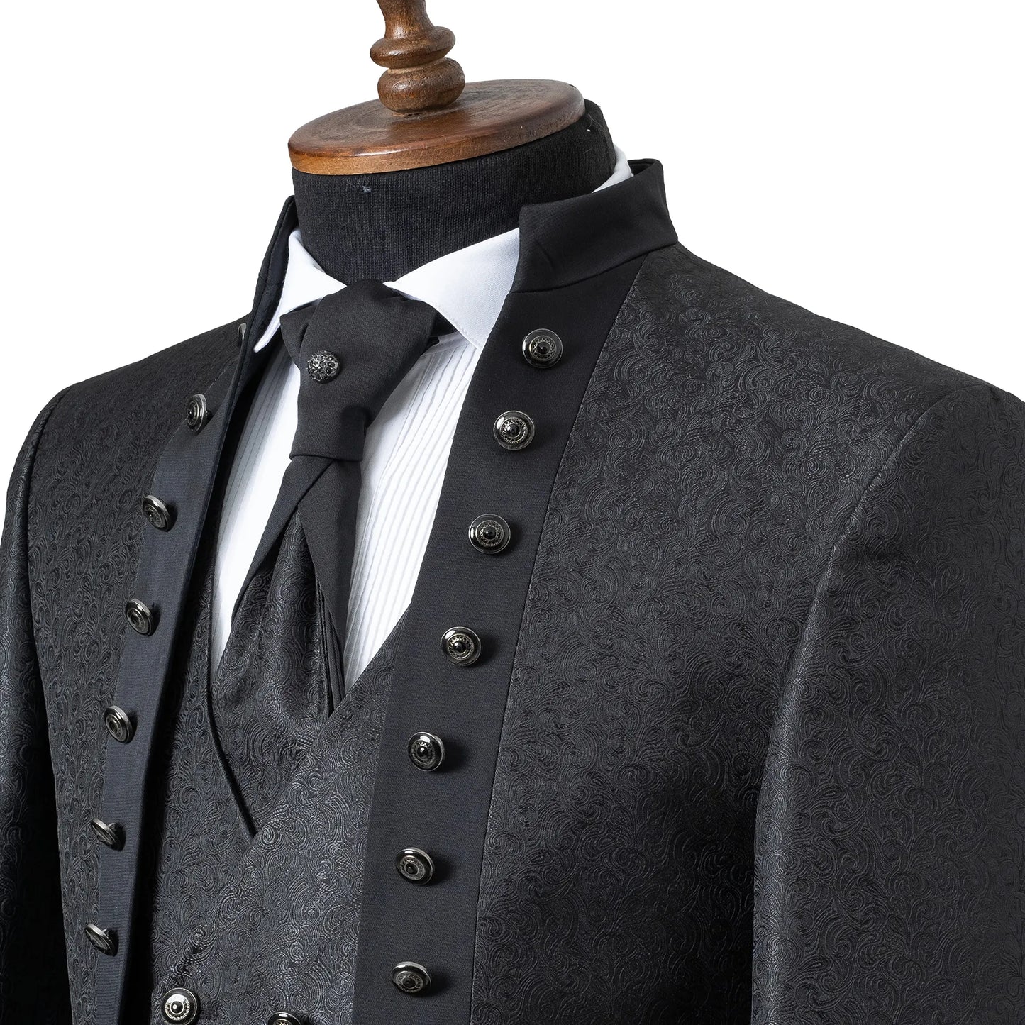 Alistair | Black Damask 3-Piece Slim-Fit Western Tuxedo