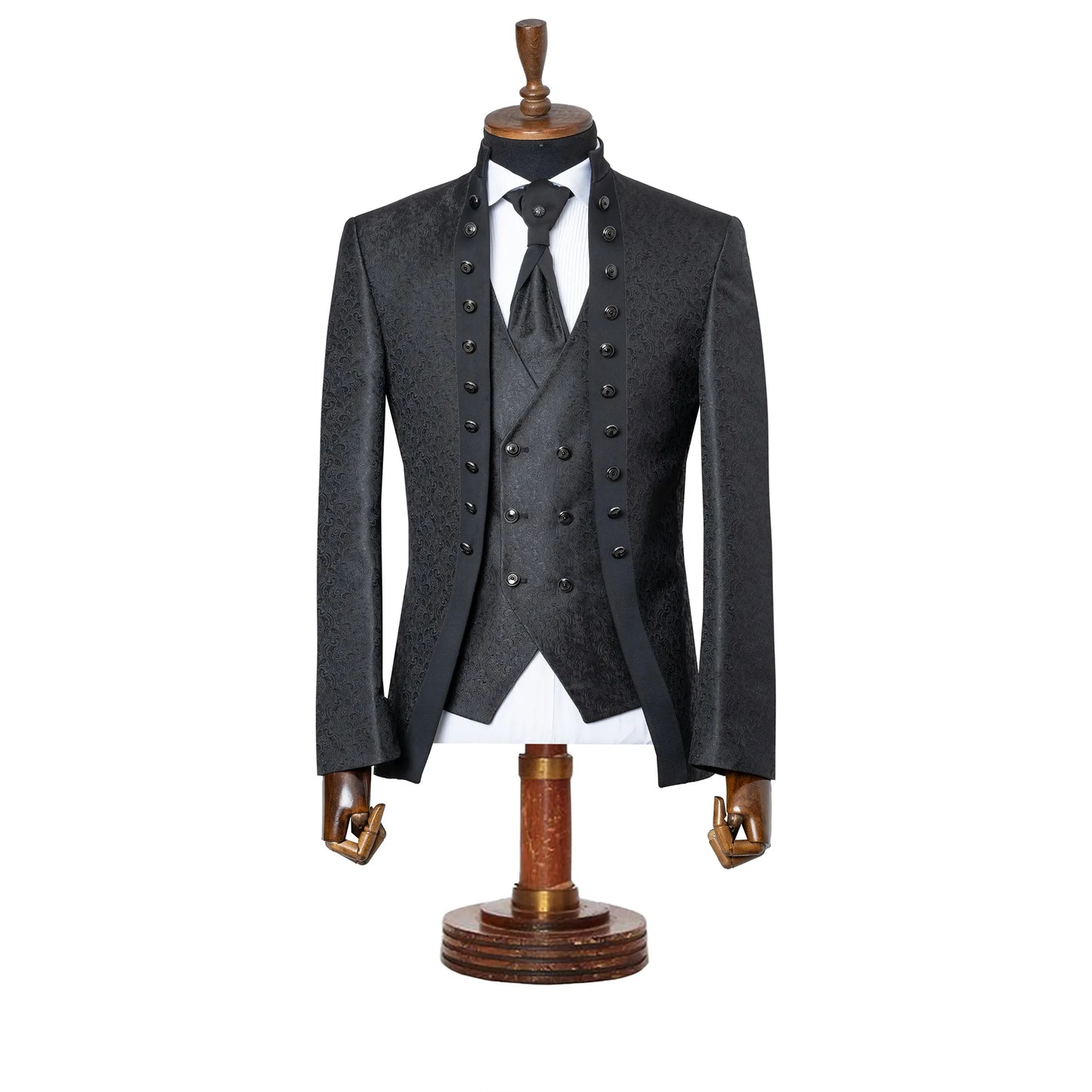 Alistair | Black Damask 3-Piece Slim-Fit Western Tuxedo