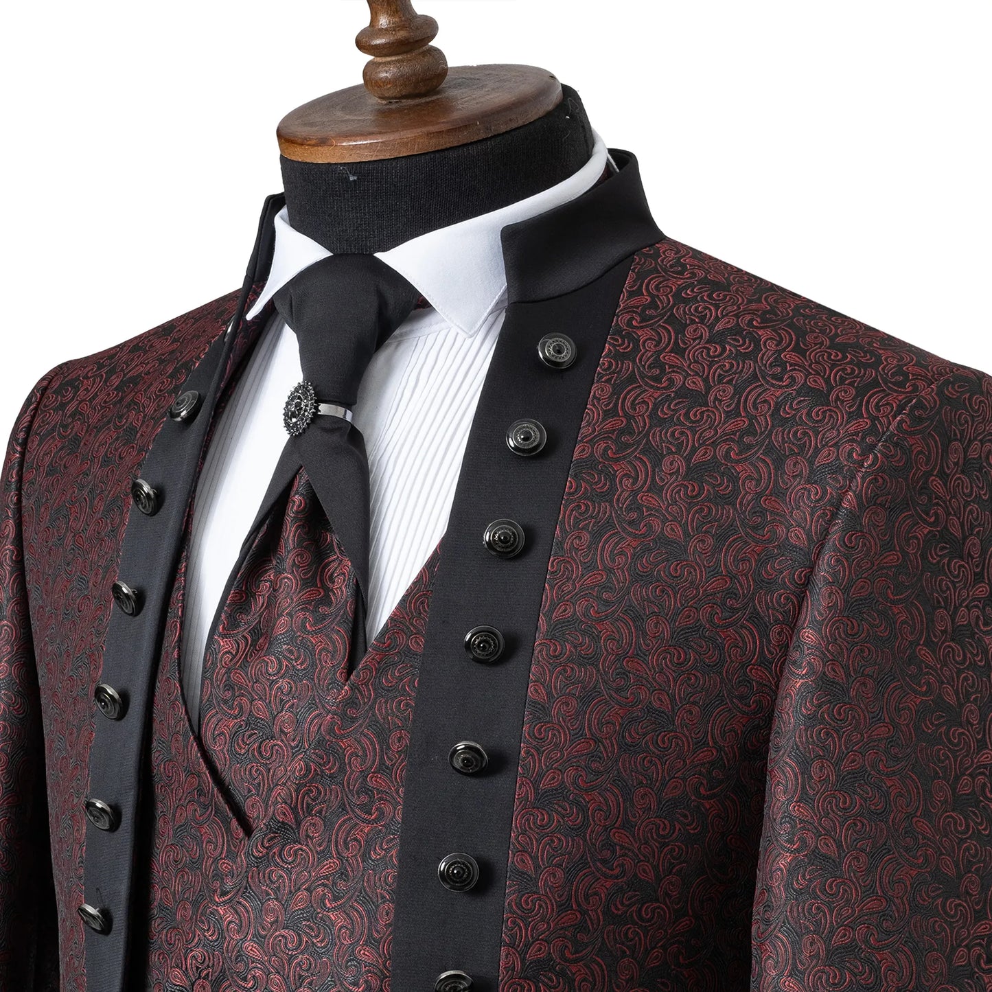 Alistair | Burgundy Damask 3-Piece Slim-Fit Western Tuxedo