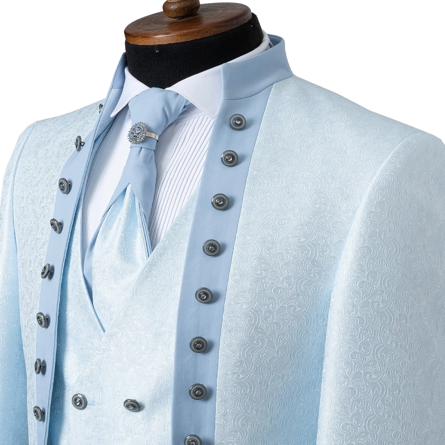 Alistair | Light Blue Damask 3-Piece Slim-Fit Western Tuxedo