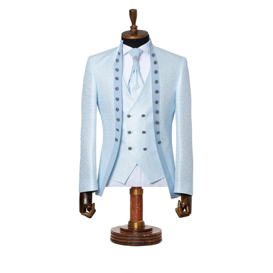 Alistair | Light Blue Damask 3-Piece Slim-Fit Western Tuxedo