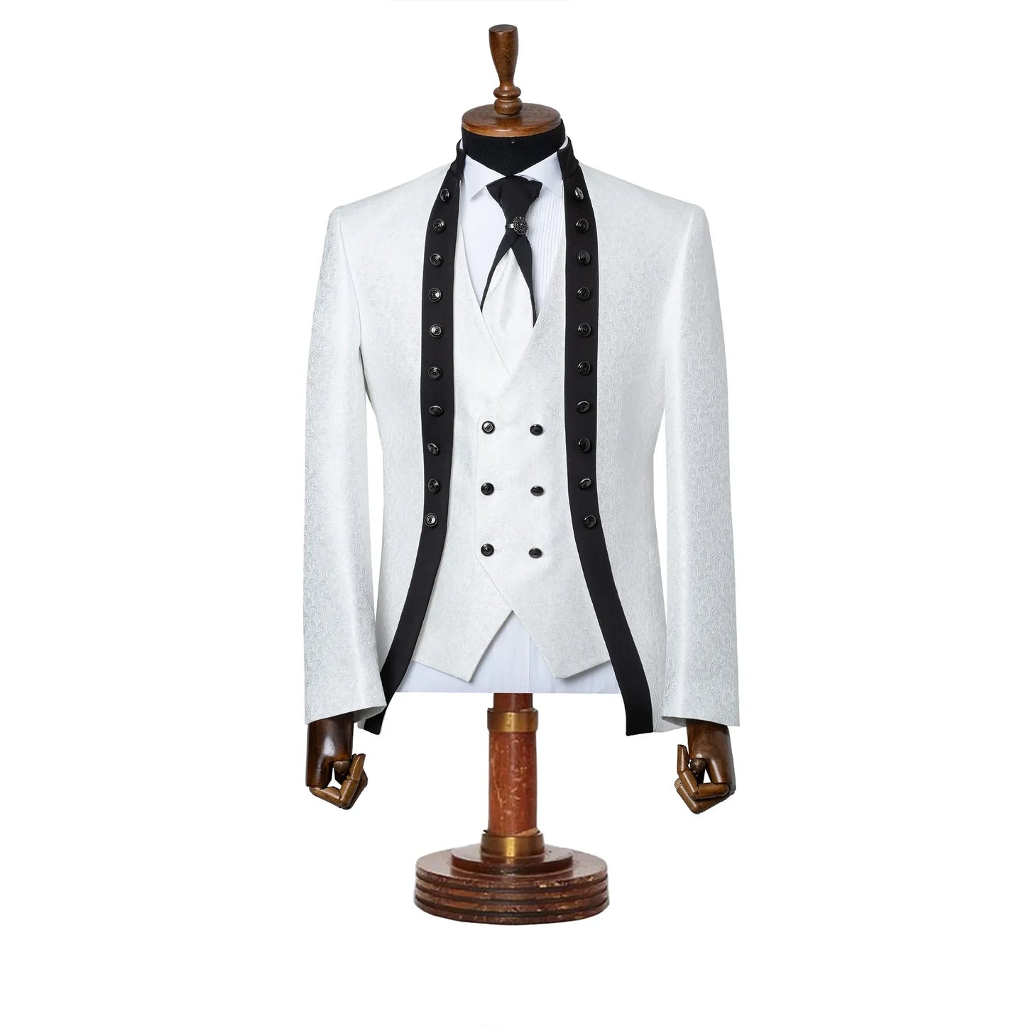 Alistair | White Damask 3-Piece Slim-Fit Western Tuxedo