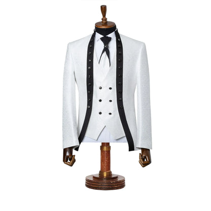 Alistair | White Damask 3-Piece Slim-Fit Western Tuxedo