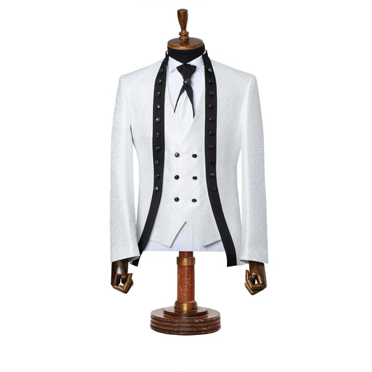 Alistair | White Damask 3-Piece Slim-Fit Western Tuxedo