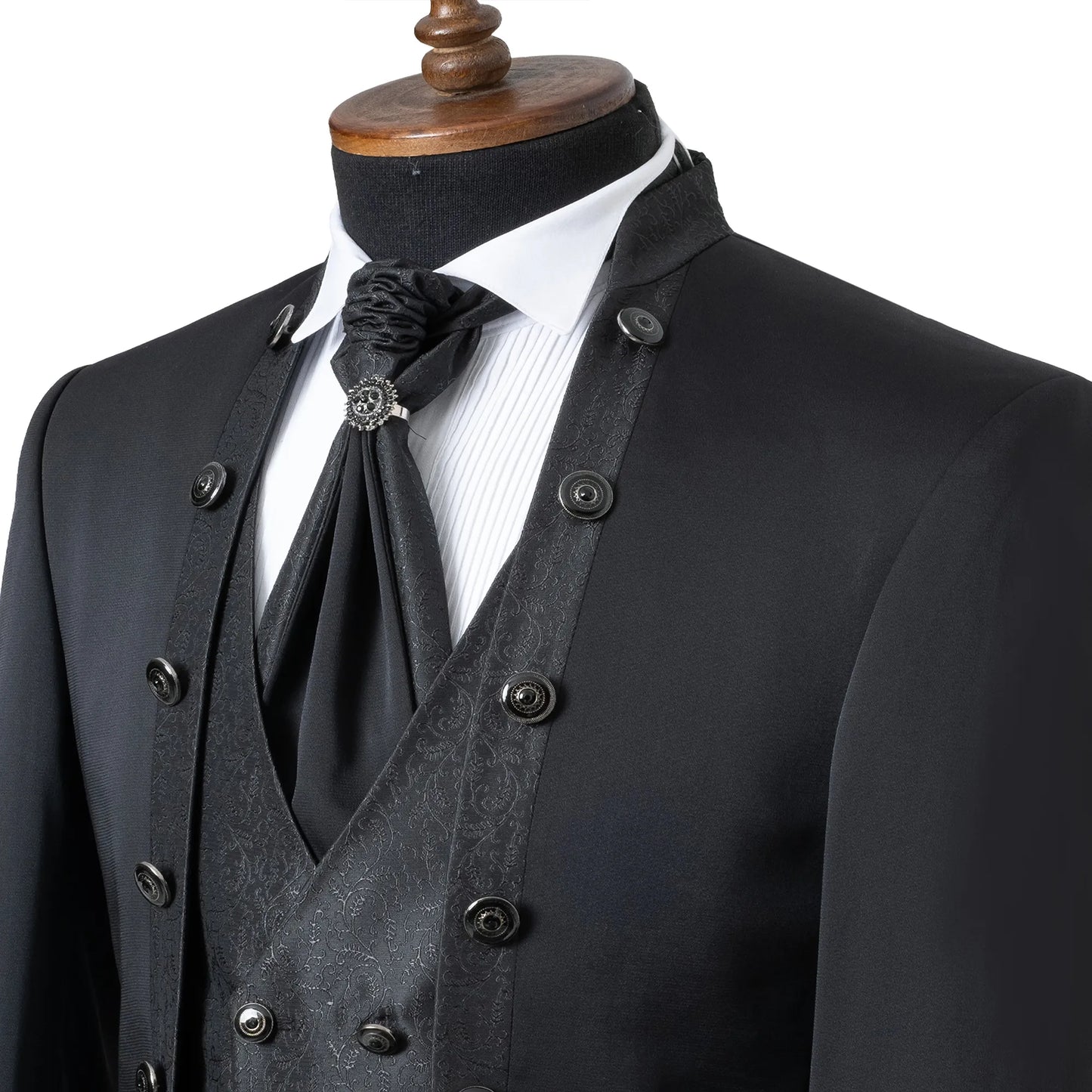 Alistair | Black 3-Piece Slim-Fit Western Tuxedo With Filigree Vest