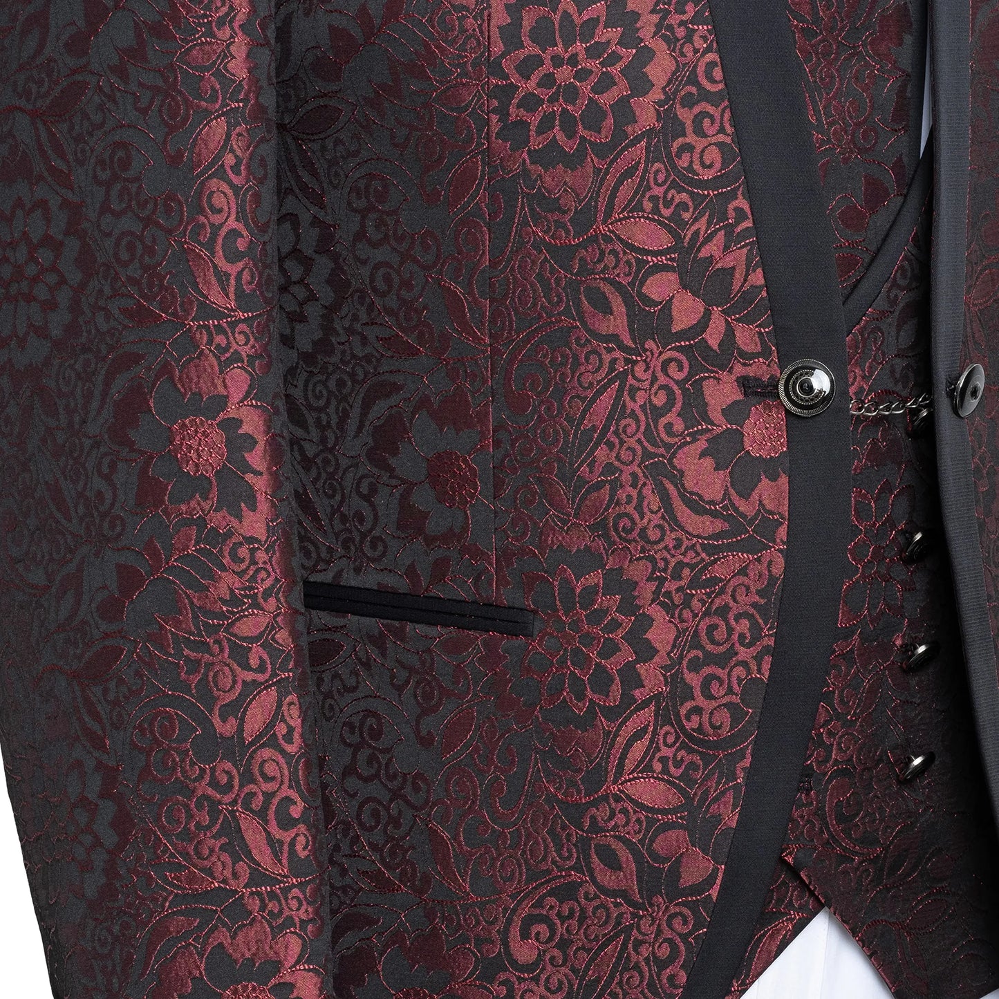 Alistair | Red Floral Damask 3-Piece Slim-Fit Western Tuxedo